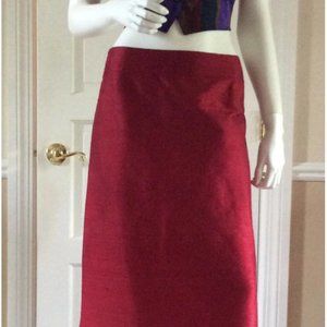 COLLECTOR Romeo Gigli vintage midi length cranberry silk skirt NWT